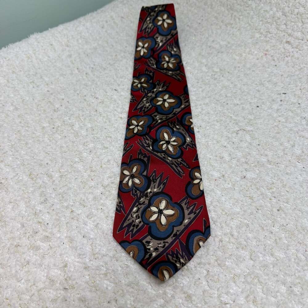 Pierre Balmain Silk Necktie Floral Red Blue